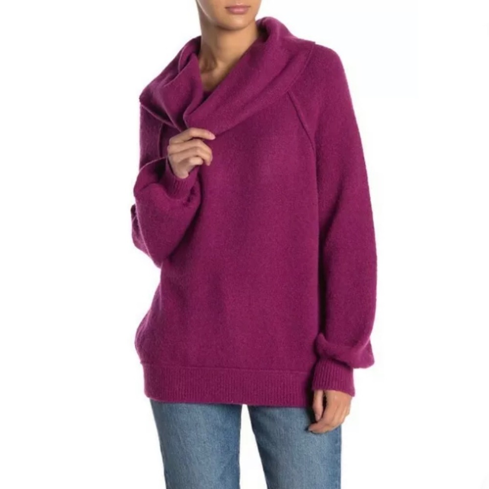 Free People Magenta Cowl Neck Sweater